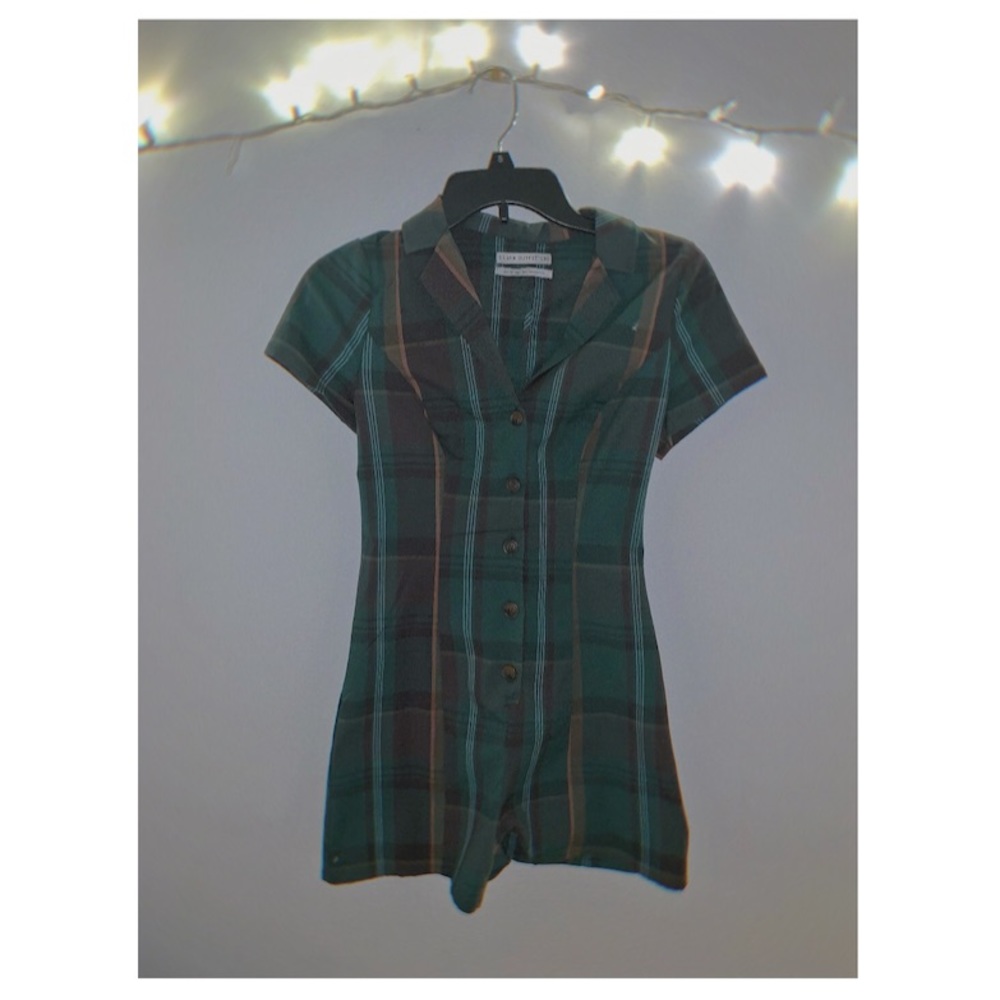 Forest Green Plaid Romper *UO*